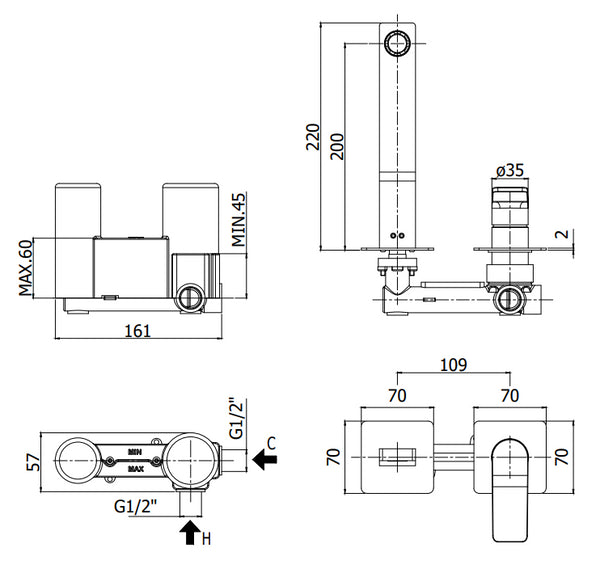 Paffoni Tilt Ti104cr70 Miscelatore lavabo Incasso 2 Fori 2 Piastre Cromo