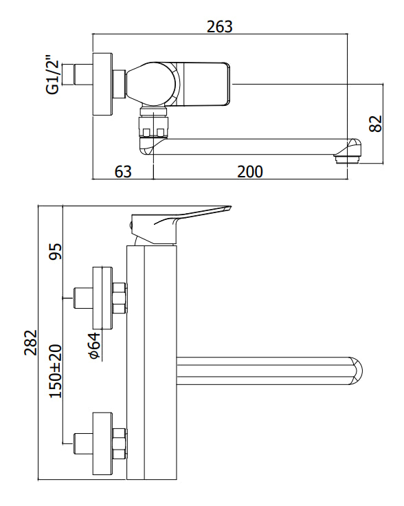 Paffoni Tilt Ti161cr Miscelatore Lavello A Muro monocomando Con Canna Tubo 20 cm Diritta Orientabile Cromo