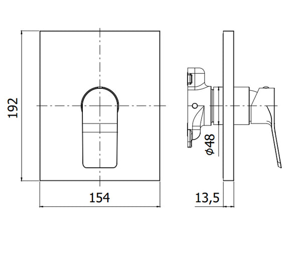 Paffoni Tilt Tibox010cr Miscelatore doccia incasso Senza Parte Incasso Con Piastra Abs Cromo