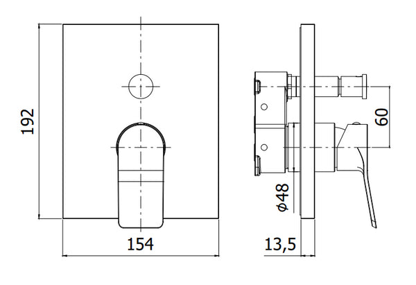 Paffoni Tilt Tibox015cr Miscelatore doccia Incasso con Deviatore 2 Utenze e Piastra Abs Senza Parte Incasso Cromo