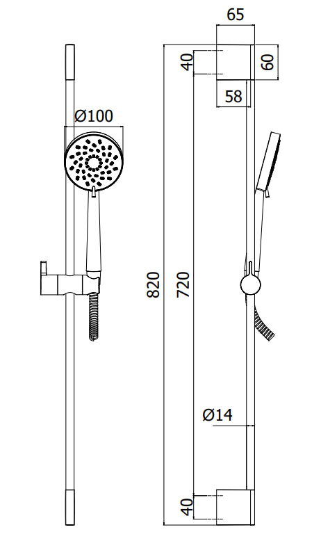 Paffoni Luna Top asta doccia con doccetta saliscendi e flessibile Cromo Zsal212