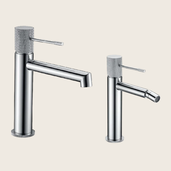 Coppia rubinetti miscelatore lavabo e bidet senza scarico in ottone cromo Melin