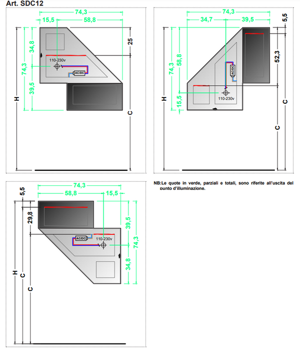 Antonio Lupi Specchio 74x74 con illuminazione Specchidicarta Sdc12