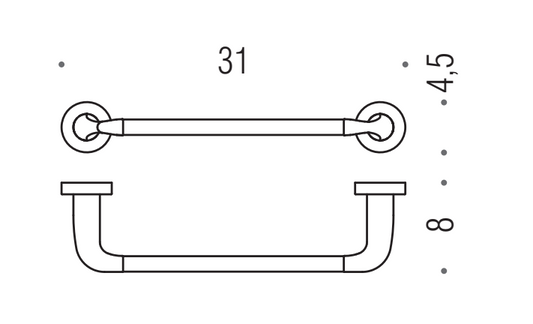 Colombo Basic Portasciugmani 30 cm Cromo, dettaglio ravvicinato del materiale e dell'aggancio - Colombo Design