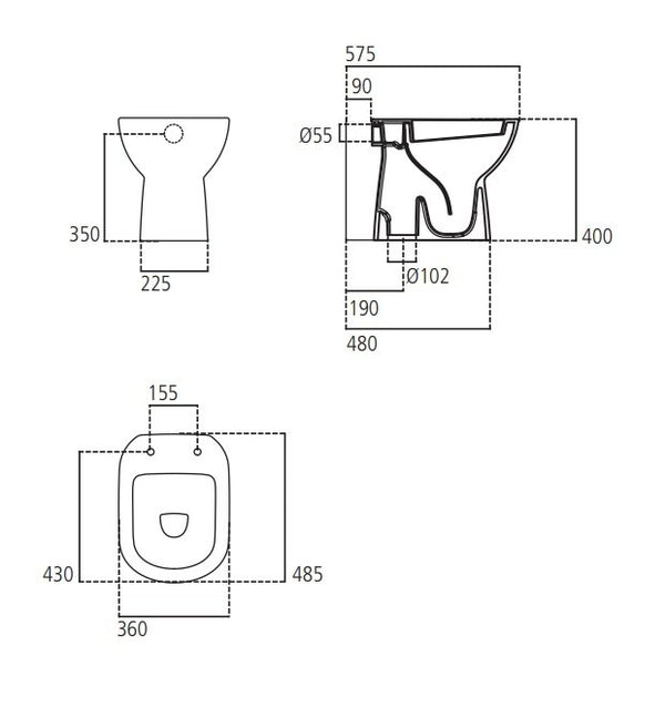 Vaso con scarico a pavimento senza sedile in ceramica bianco europeo Gemma 2 J522201 Ceramica Dolomite