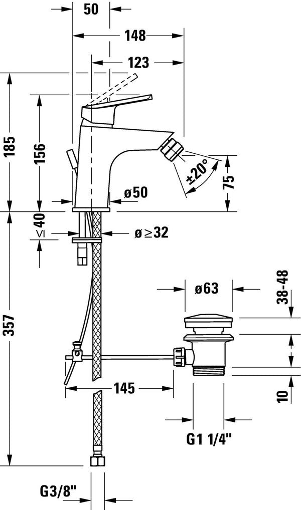 Duravit No 1 Miscelatore Monocomando Per Bidet Cromo N12400001010