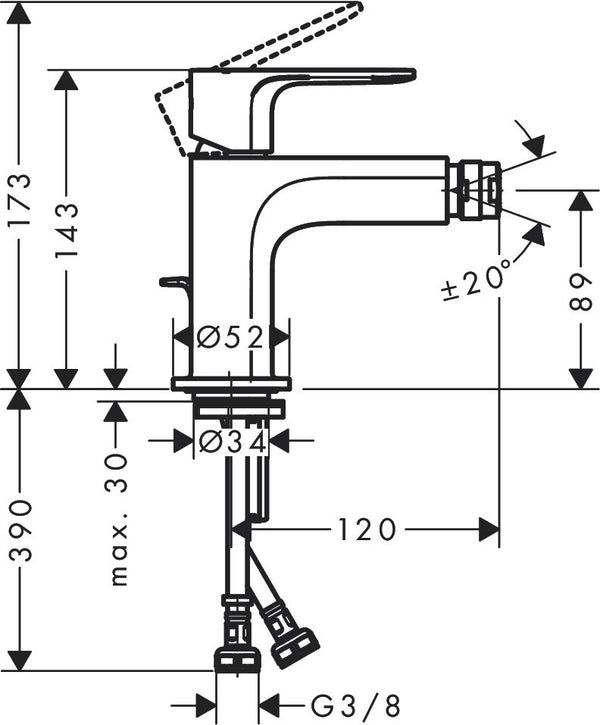 Hansgrohe Rebris E Miscelatore bidet Con Piletta Cromo 72211000