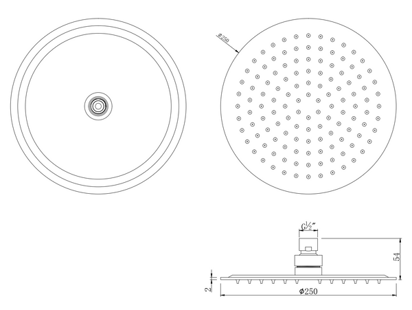 Soffione Doccia 25 cm tondo Slim 2 mm in Acciaio Smart