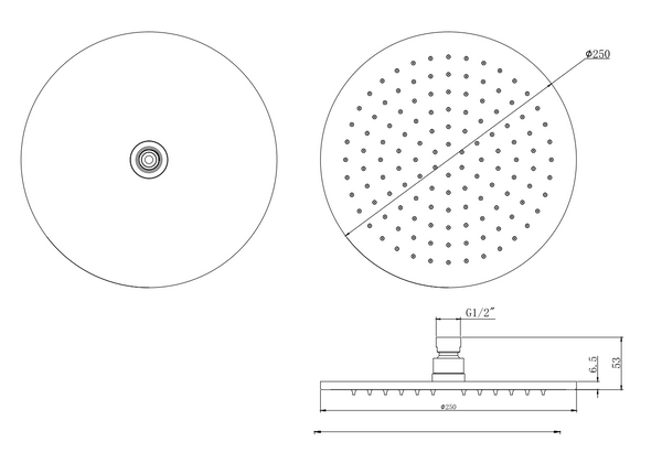 Soffione doccia 25 cm tondo 6,5 mm acciaio cromo lucido Smart