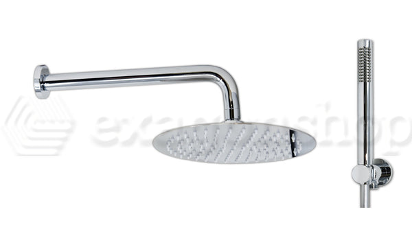 Set soffione doccia 25 cm slim tondo Smart braccio 30 cm e doccetta cromo