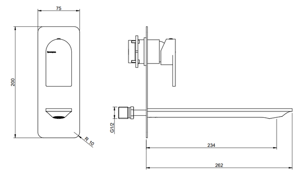 Treemme Ran RWIT22B3CC01 miscelatore lavabo monocomando 234mm senza parte incasso cromo