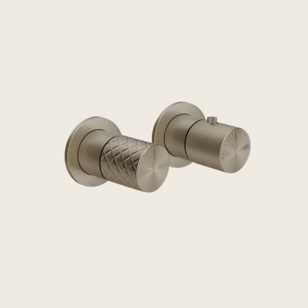 Parte esterna miscelatore doccia termostatico doccia a parete 2 vie brushed brass intreccio 70134 Gessi
