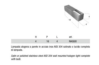 Antonio Lupi Raggio Lampada Alogena in Acciaio Inox Satinato HLEXIT