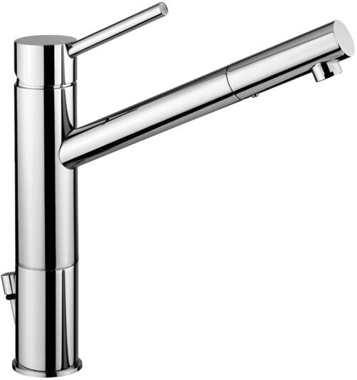 Paffoni Birillo Miscelatore lavabo canna lunga con prolunga, vista frontale su sfondo bianco