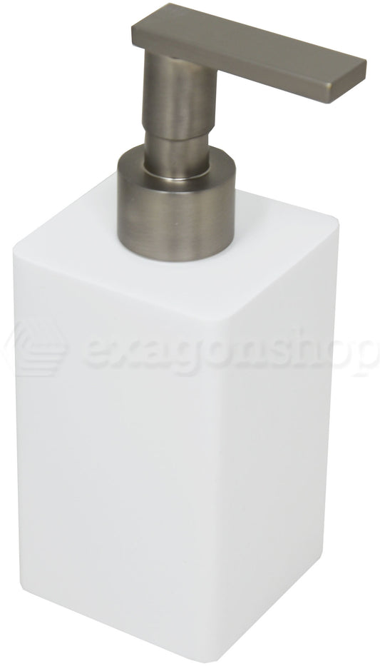 Bertocci Fly Dispenser Sapone Liquido In Resina Bianca Con pompetta nichel matt