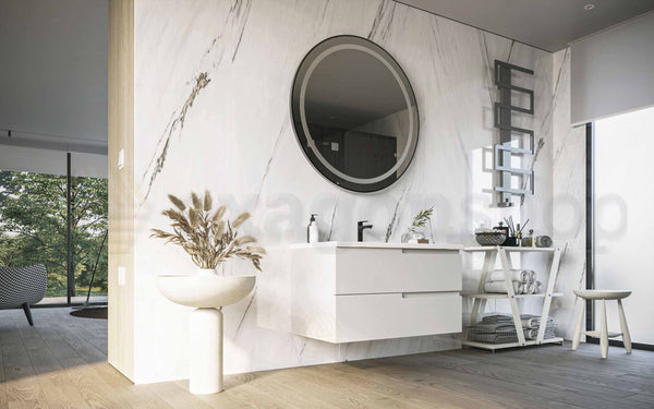 Mobile bagno Bianco 90x46 Sorrento due cassetti con lavabo integrato in ceramica