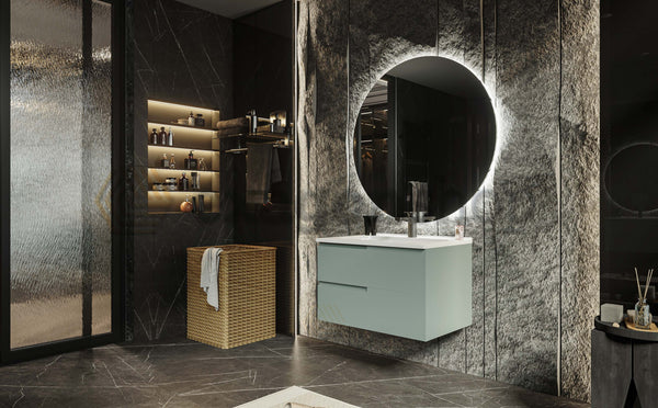 Mobile bagno salvia opaco 70x46 Sorrento maniglia sinistra e lavabo in ceramica
