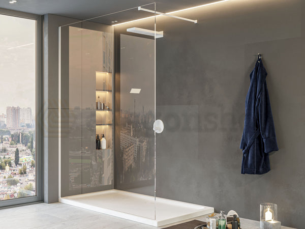 Walk in parete doccia fissa 120 cm vetro trasparente 8 mm H 200 cm bianco opaco