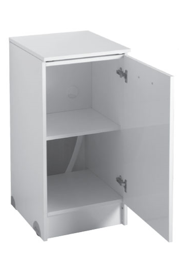 Colavene mobile con asse da stiro 45x50 H.90 e anta con ripiano bianco lucido