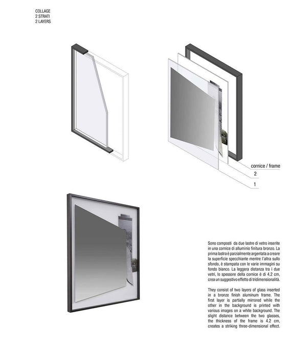 Antonio Lupi Collage213 Specchio 70x90 a due Strati Con Cornice In Alluminio
