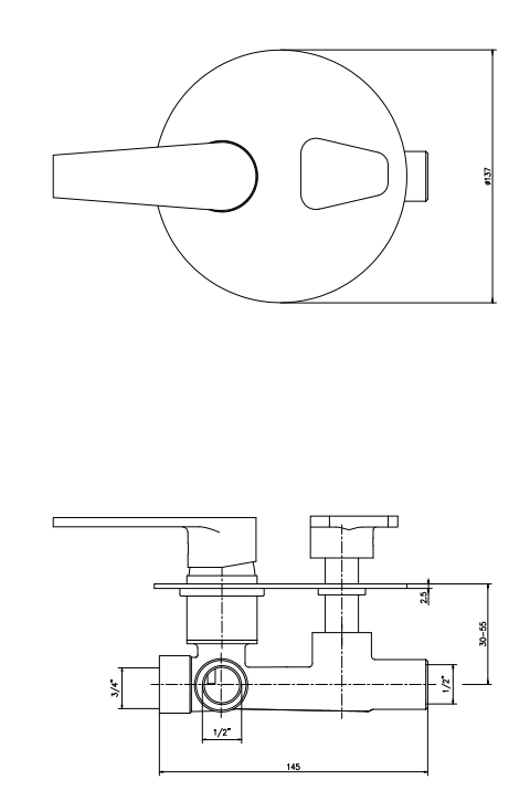 Set miscelatori lavabo alto bidet e doccia 2 vie con parte incasso Cromo Bridge