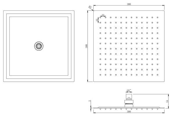 Set soffione doccia 30x30 slim Smart quadro braccio 33 cm e doccetta cromo