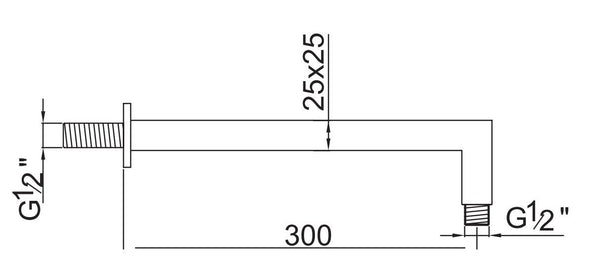 Soffione doccia 20x20 quadro 6,5 mm con braccio 30 cm in acciaio cromo lucido Smart