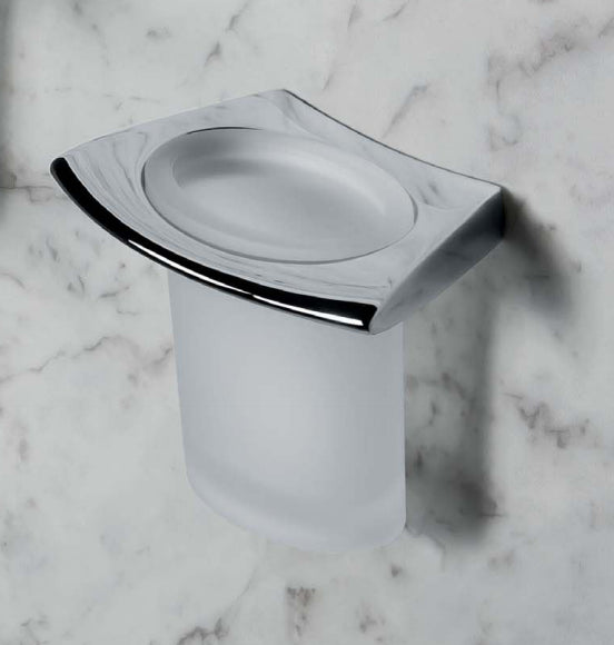 Colombo Land B2802 Bicchiere portaspazzolini in Vetro Acidato Naturale cromo