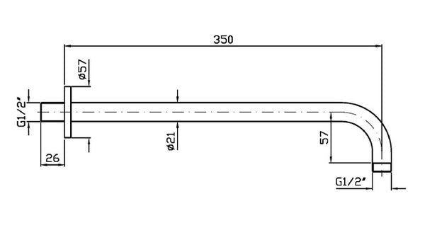 Braccio Doccia 35 cm a Parete cromo Pan spin soft Delfi Z93027 Zucchetti