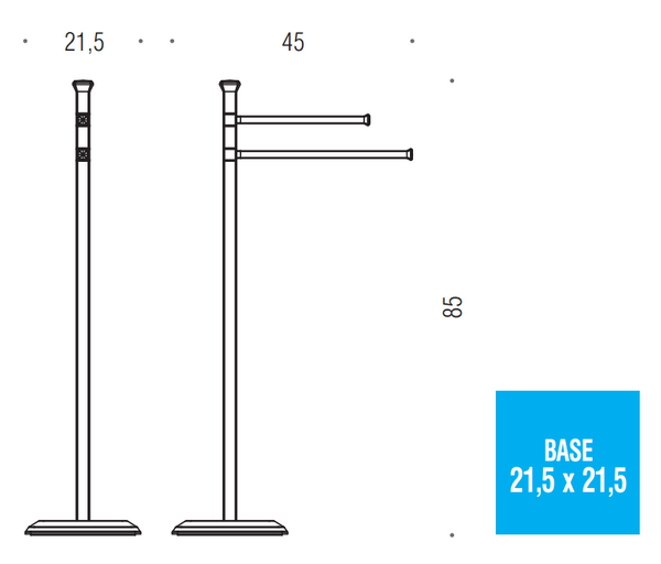 Colombo Portofino B3238 Piantana portasciugamani doppio 45 cm snodato in ottone cromo