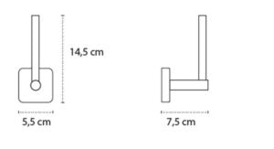 New line p5 portarotolo verticale in acciaio inox cromato Cromo Lucido, vista laterale del profilo a muro - Exagonshop