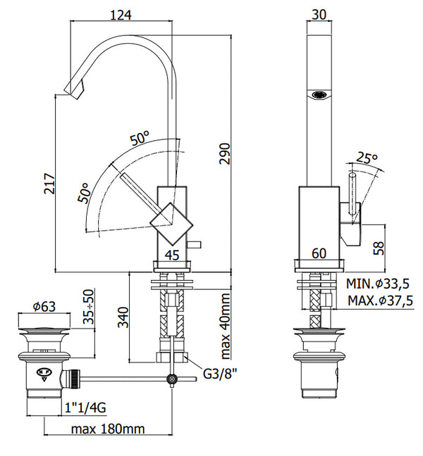 Paffoni level lea877 miscelatore lavabo Con scarico automatico cromo
