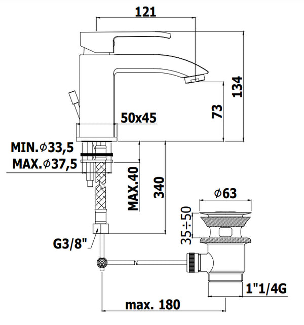 Paffoni Level Les071 Misceltore Monocomando Lavabo senza scarico Cromo