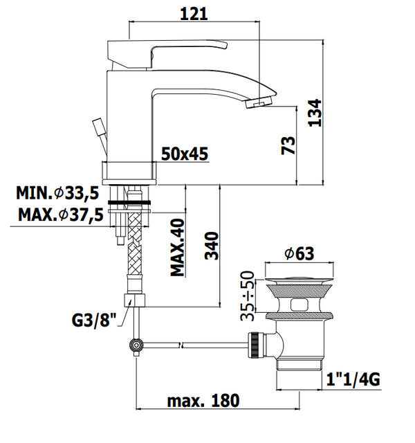 Paffoni Level Les075 Miscelatore lavabo canna curva Con Scarico Cromo