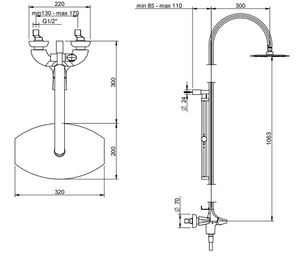 Treemme Hedò IT0960CCHEZZ colonna doccia con miscelatore doccetta e soffione 32x20 anticalcare in ottone cromo