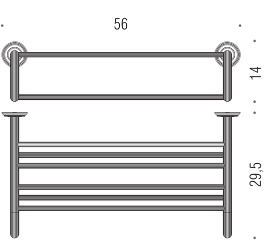 Colombo Hermitage rack portasciugamani 56 cm cromo b3387, dettaglio ravvicinato del materiale e dell'aggancio - Colombo...