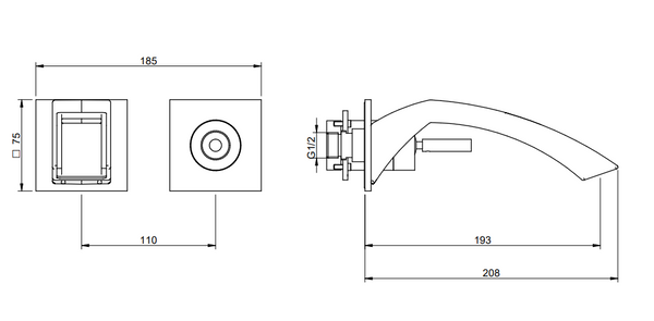 Treemme Arche Miscelatore lavabo cascata 193 mm senza parte incasso cromo RWIT24C5CC01