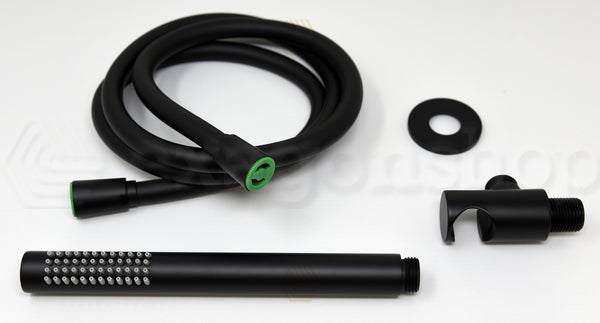 Elliot Kit Doccia Tondo con doccetta flessibile antitorsione 150 cm e presa acqua in ottone nero opaco