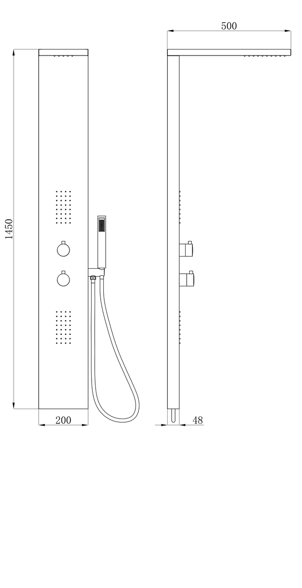 Pannello doccia idromassaggio Ibiza quadro termostatico in acciaio a specchio