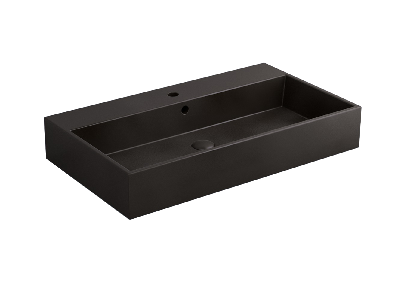 Cielo Smile lavabo 80x46 monoforo rettangolare sospeso o da appoggio con troppo pieno in ceramica lavagna