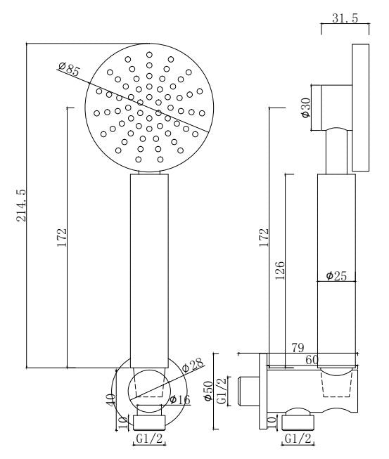 Doccetta tonda 8 cm con flessibile antitorsione 150 cm cromo Smart