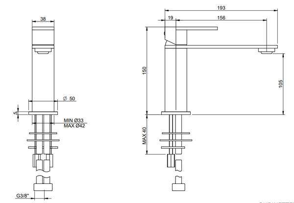 Treemme 3.6 IT9A11ISTSCL miscelatore monocomando lavabo inox satinato