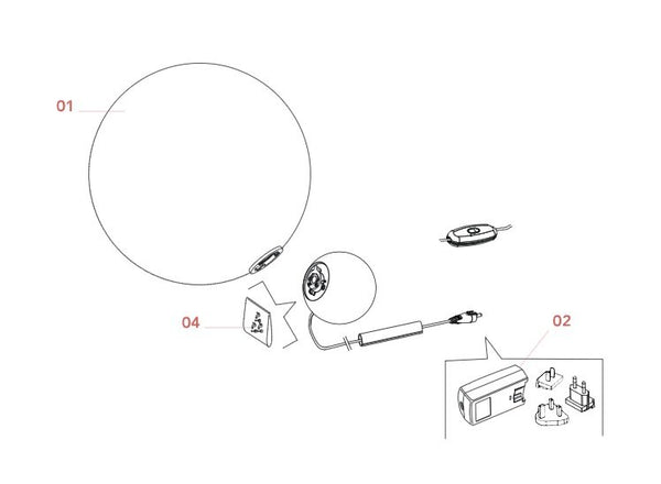 Flos Copycat Lampada a sfera 30 cm da Tavolo led in vetro opalino e Oro 24k