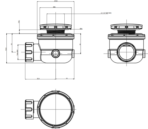 Ceramica Flaminia Drop PLFC piletta 90 mm con sifone per piatti doccia Drop in ceramica bianco