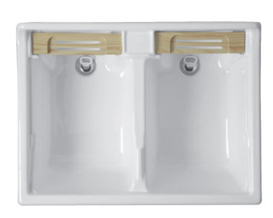 Colavene Twist mobile lavatoio 80X60 con due vasche e cesto portabiancheria bianco