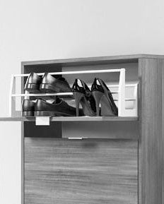 Capri scarpiera 76x30 salvaspazio 4 ante a ribalta H 155, dettaglio ravvicinato dei materiali - Exagonshop