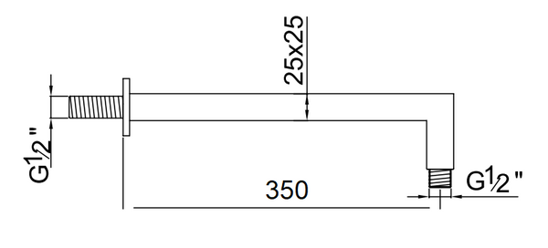 Set soffione doccia 20x20 Smart quadro braccio 35 cm e doccetta nero opaco