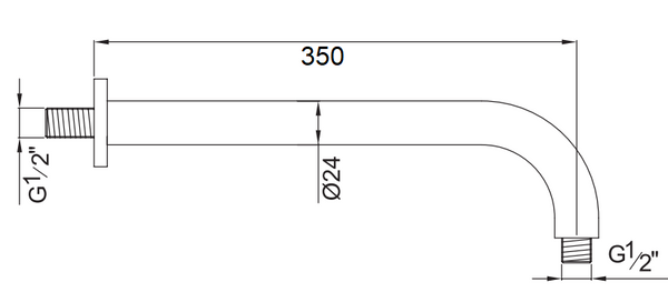 Soffione doccia 30 cm Smart tondo con braccio 35 cm nero opaco