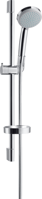 Asta vasca doccia 65 cm Vario con portasapone Hansgrohe Cromo, dettaglio ravvicinato della finitura e del marchio
