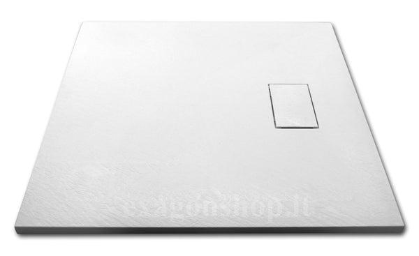 Quarzo piatto doccia 90x90 in smc effetto pietra ardesia bianco